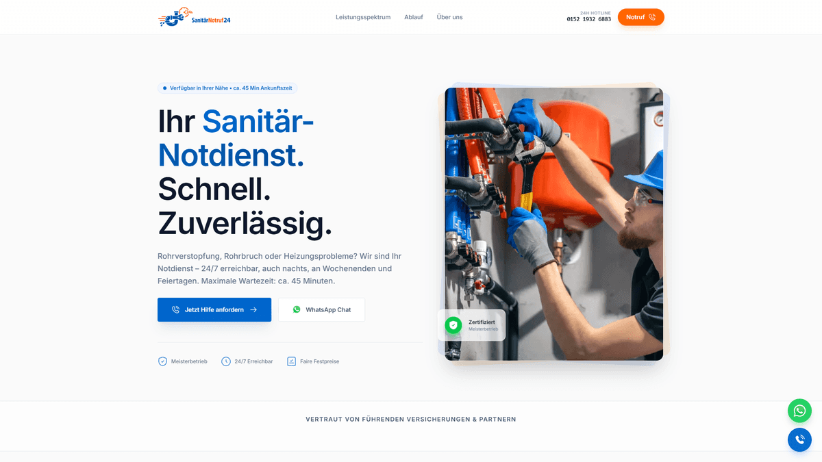 Sanitär Notruf 24 Website